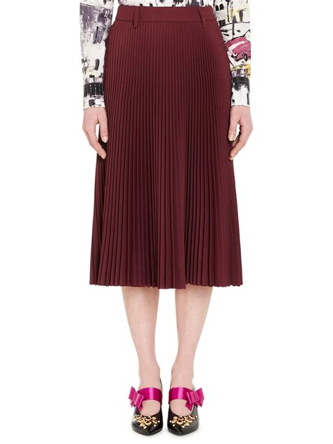 prada skirt red|Prada pleated midi skirt.